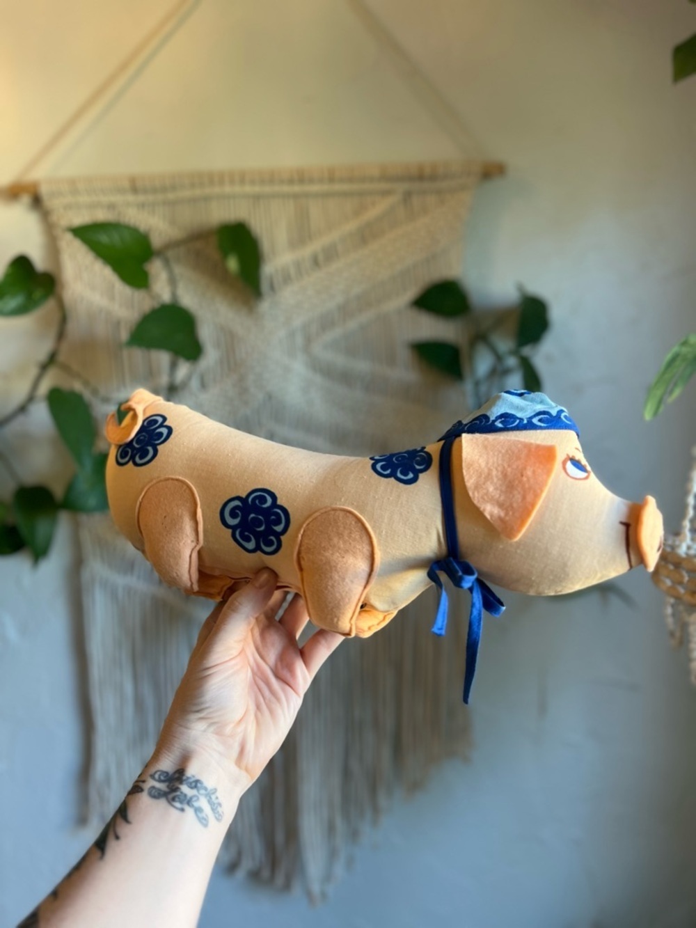 Vintage Mama Pig Plush with Baby Piglets Inside Zipper Belly Cottagecore Toy - Picture 3 of 11